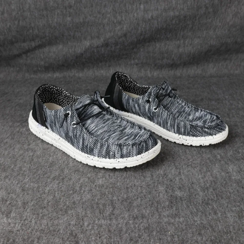 Hey Dude Wendy Dark Night Shoes Womens Size 10 Gray Knit Slip On Comfort Walking
